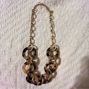 J CREW Necklace - Faux Tortoise Shell Bolo Links w Gold Tone Links 18” VTG NICE